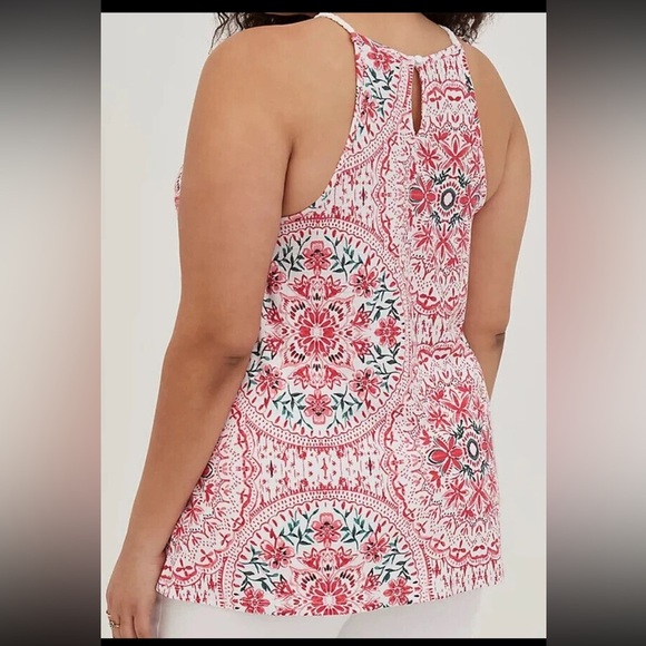 TORRID | Red Flower Crochet Macrame High Neck Medallion Boteh Top sz0x - Picture 2 of 12